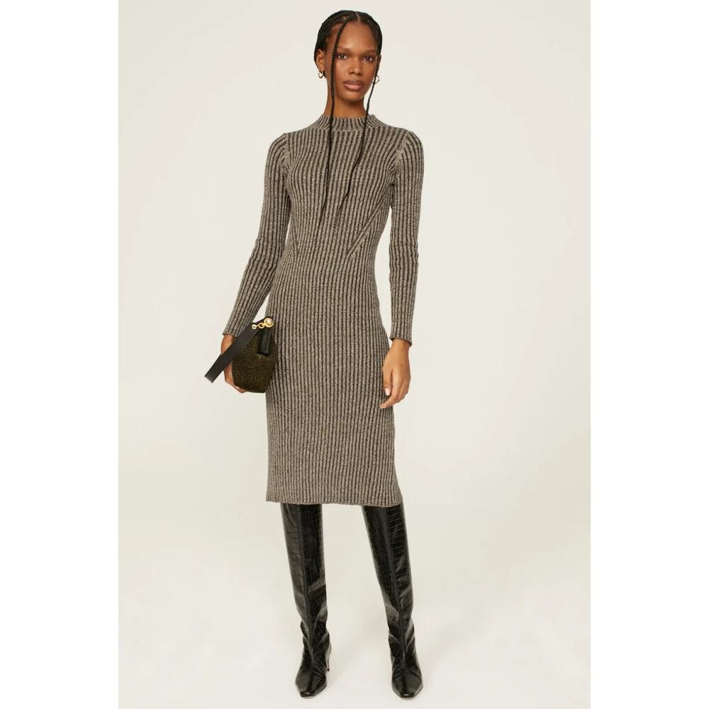 Rails Nellie Brown Ribbed Knit Sweater Dress Quiet Luxury Minimalist Size XS